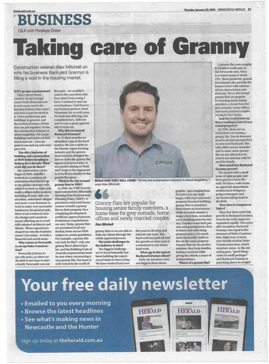 Managing Director, Alex Mitchell, featured in Newcastle Herald interview