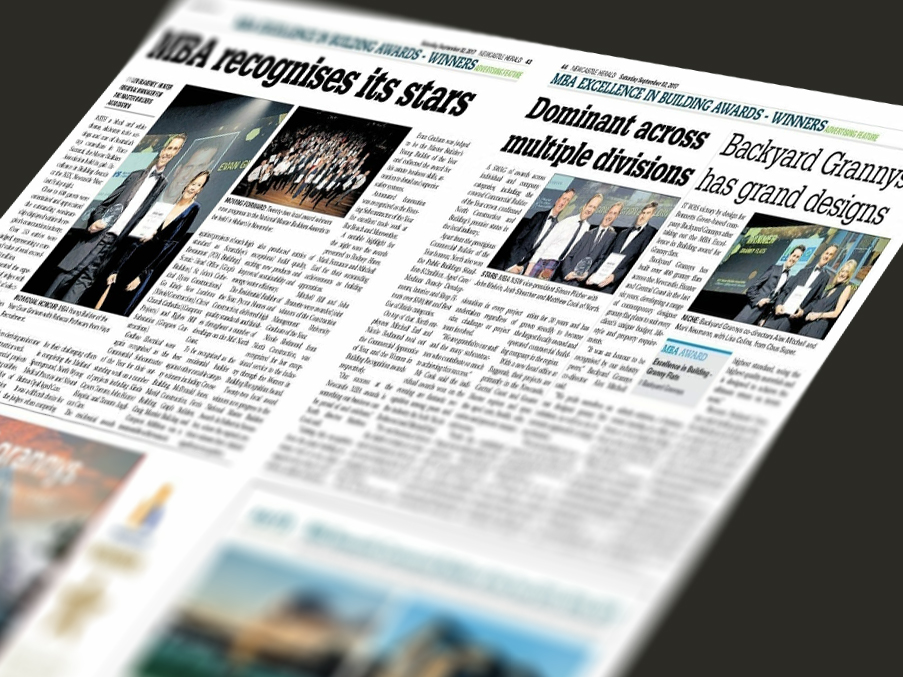 Newcastle Herald MBA Excellence in Building awards feature